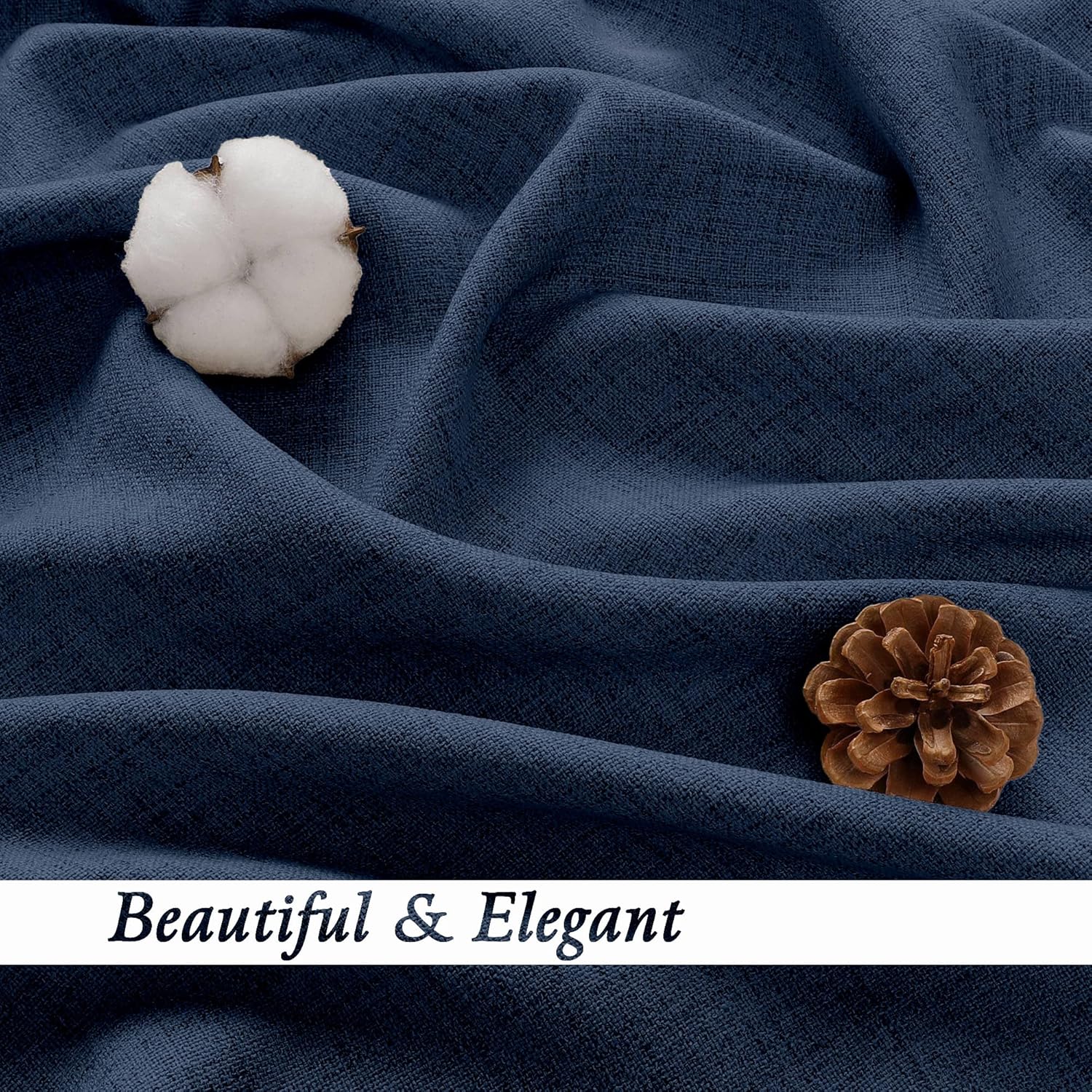 Aiyufeng Navy Blue Curtains 84 inch Length 2 Panels Set，Light Filtering Soft Faux Linen Textured Window Curtain with Rod Pocket for Living Room Bedroom Farmhouse,Semi Sheer Airy Drapes ，42Wx84L,5PCS