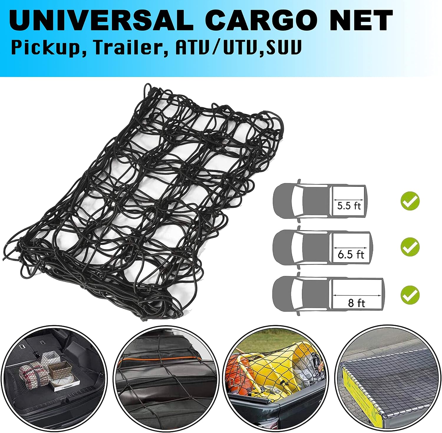 Buy NORNUO Cargo Net for Pickup Truck Bed 4' x 6' Stretches to 8' x 12
