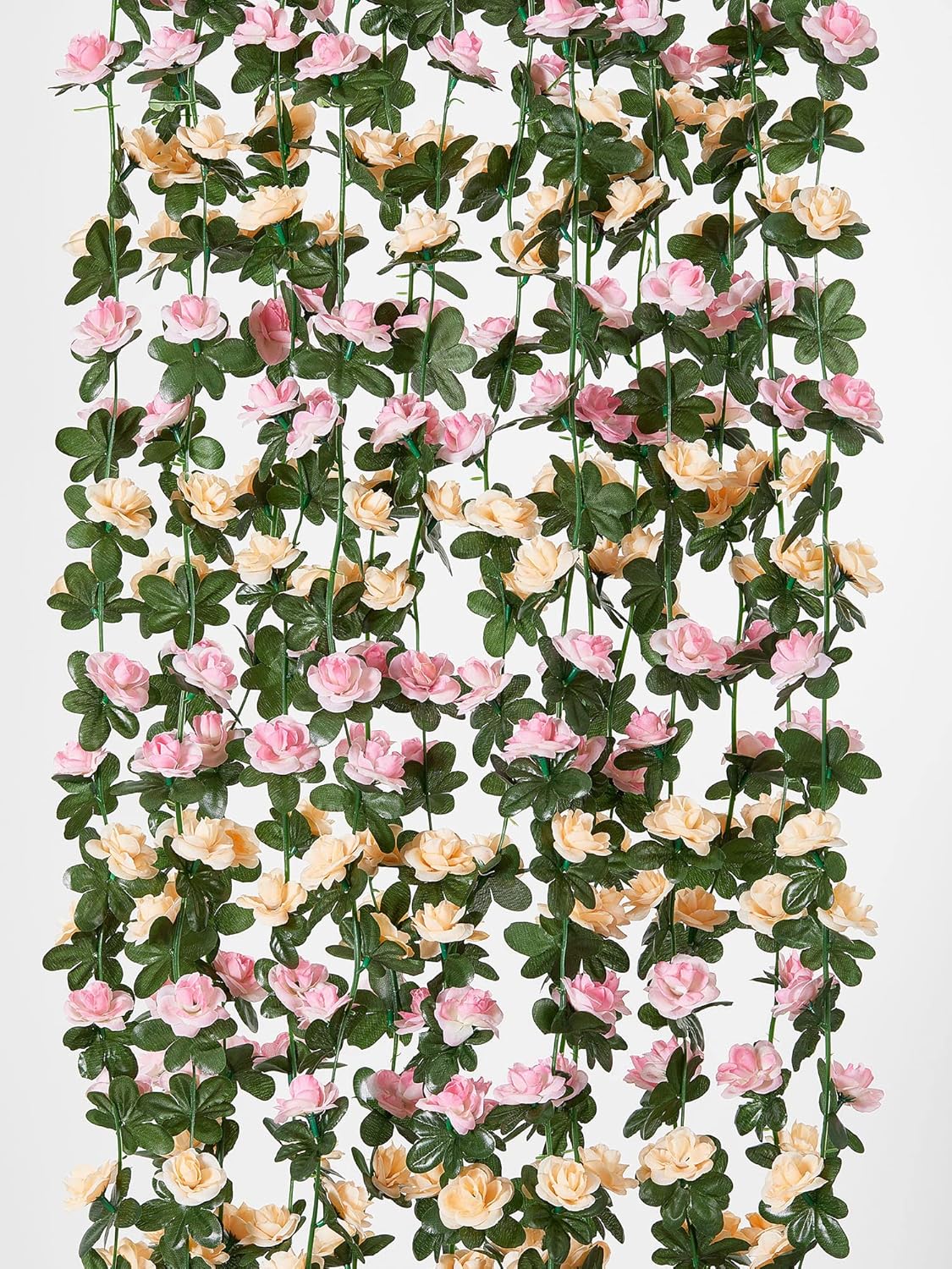 PARTY JOY 8pcs 65.6ft Artificial Rose Vine Garland - Fake Hanging Flowers Ivy for Wedding Arch, Garden, Room Wall Decor