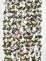 PARTY JOY 8pcs 65.6ft Artificial Rose Vine Garland - Fake Hanging Flowers Ivy for Wedding Arch, Garden, Room Wall Decor
