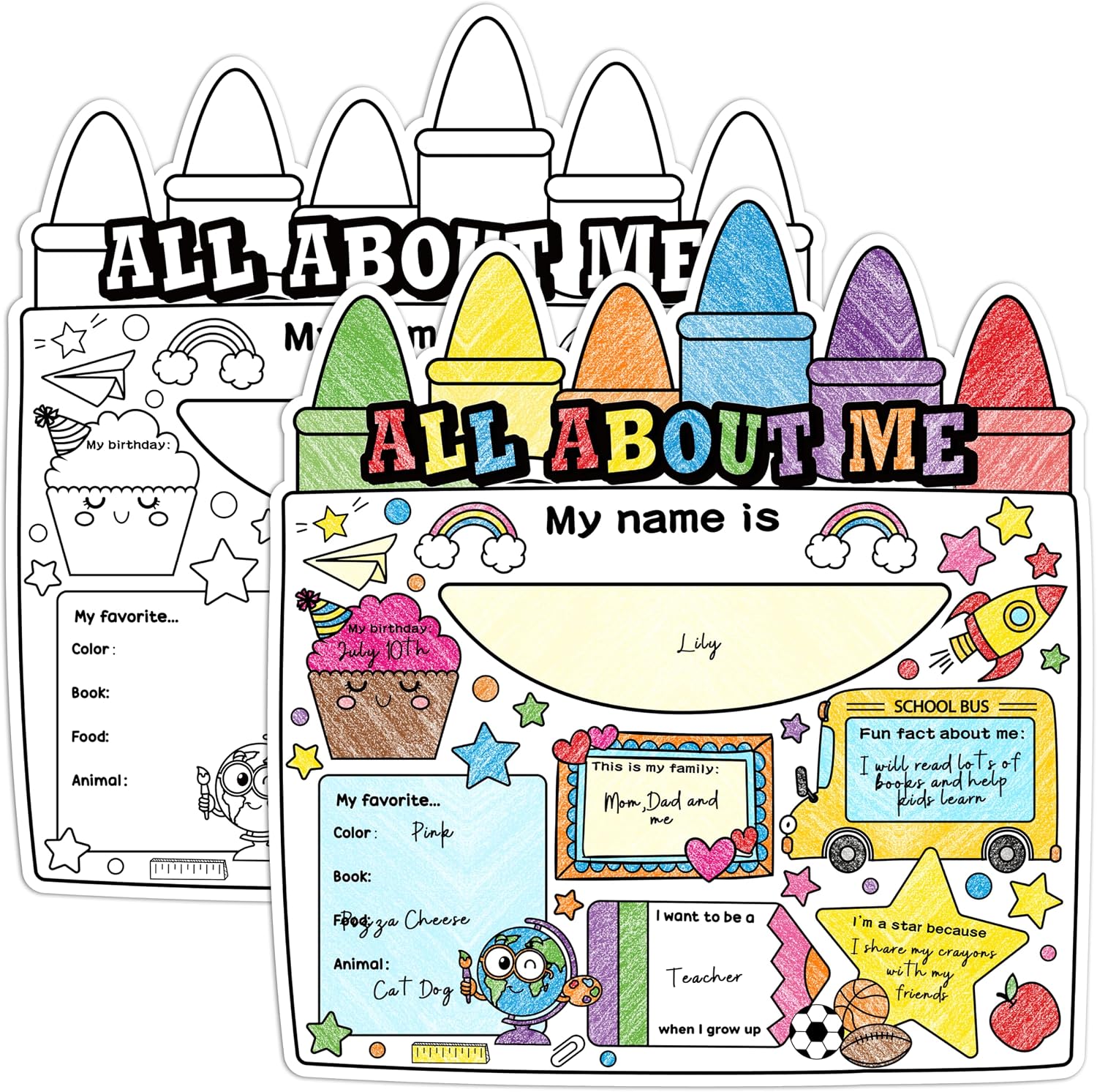 All About Me Student Posters for Kids DIY Activity Back to School Supplies