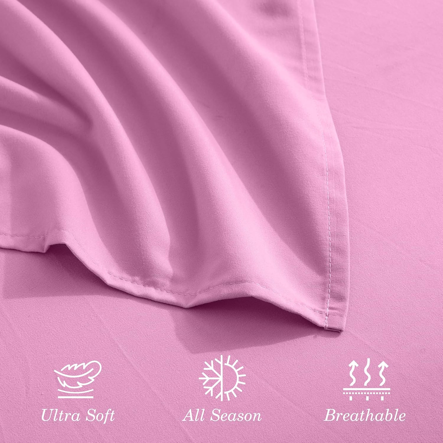 CELINE LINEN Premium 1800 Hotel Quality Wrinkle-Resistant 4-Piece Microfiber Sheet Set - Luxury Ultra Soft and Breathable Bedding 16 Inch Deep Pocket 4PC Sheet Set, California King, Light Pink