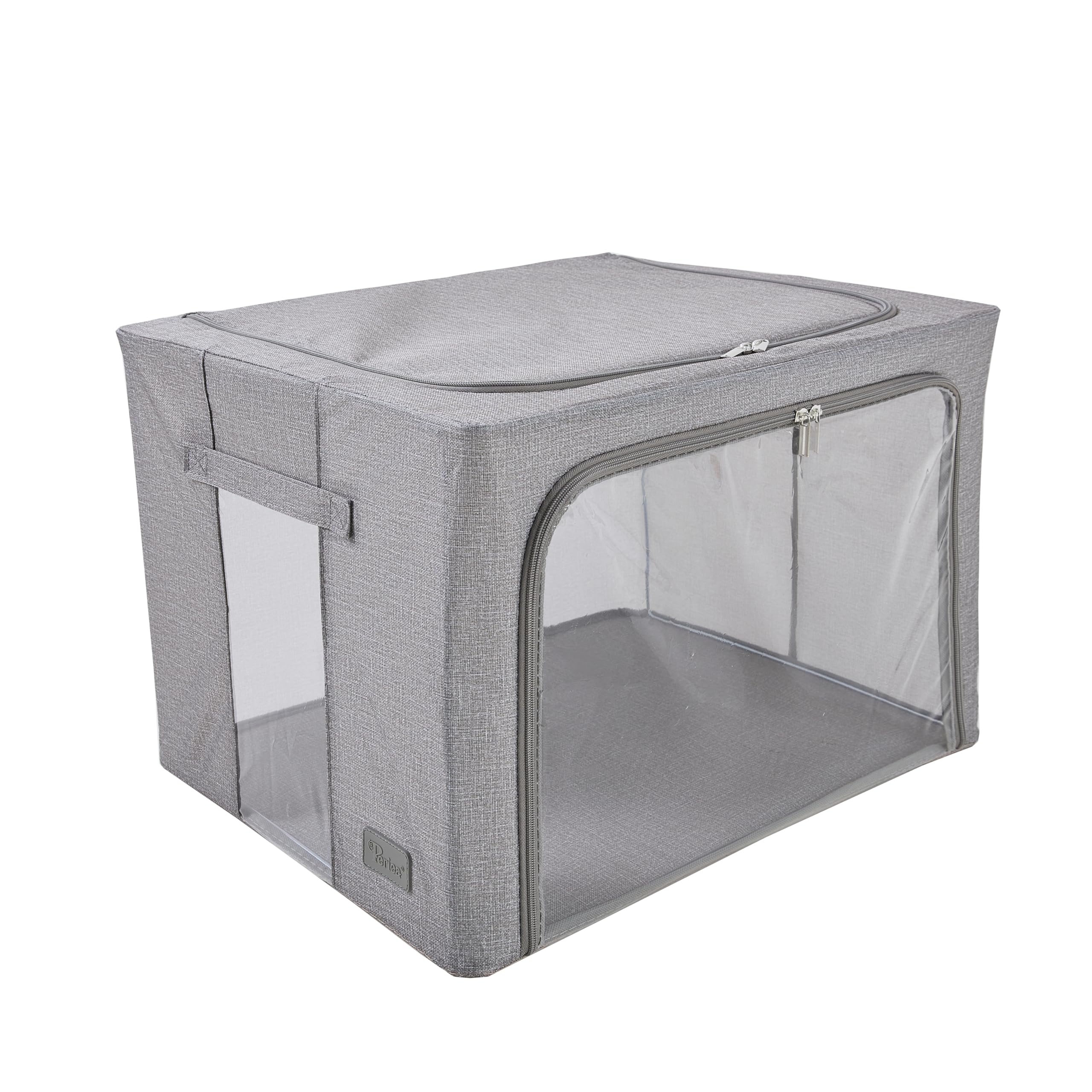 Periea ‘Beau’ Folding Collapsible Stackable Fabric Home Storage Boxes with Steel Frames (Black Grey Floral, Large) — view 93