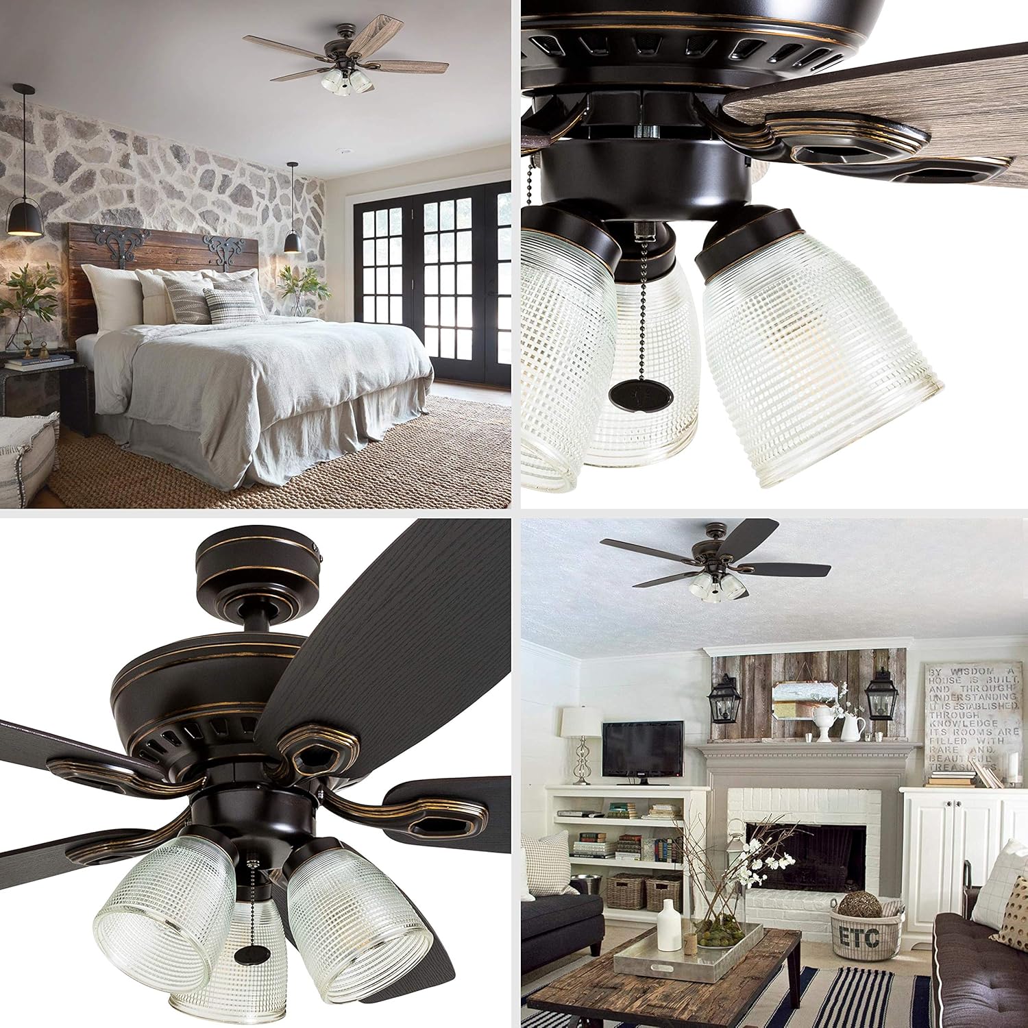 🔥 Flаѕh Sаlе Prominence Home 51017 Marston Rustic Farmhouse Ceiling Fan, 52, Oil Rubbed Bronze