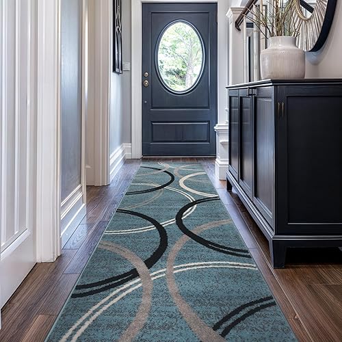 Miniatura 254 de Rugshop - Alfombra moderna con diseño de círculos ondulados Marrón