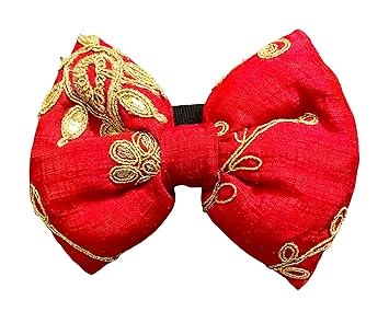 For The Fur Kids Traditional Dog Bow Tie for Weddings/Festivals (Red)