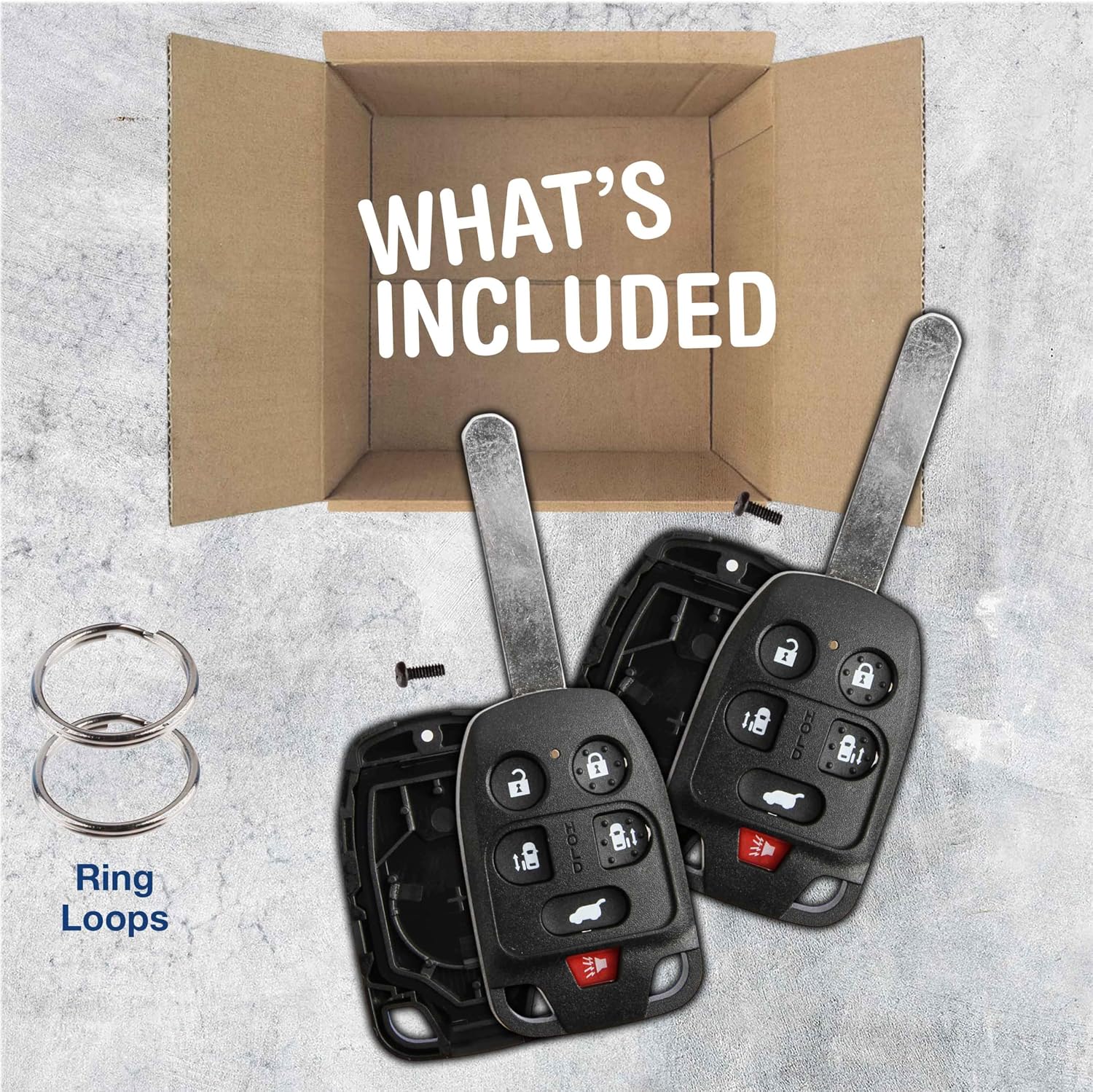 KeylessOption Keyless Entry Remote Uncut Key Blade Fob Shell Case Cover Buttons for Odyssey N5F-A04TAA (Pack of 2)