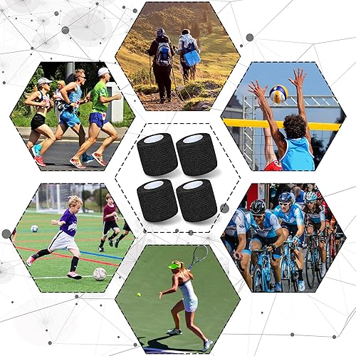 Vista 34 de Paquete de 8 vendajes autoadhesivos de 2 pulgadas x 5 yardas, vendaje elástico cohesivo autoadherente para atletismo, muñeca, tobillo, rodillas