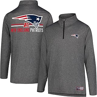 Ultra Game Men's NFL Official Super Soft Quarter Zip Long Sleeve T-Shirt