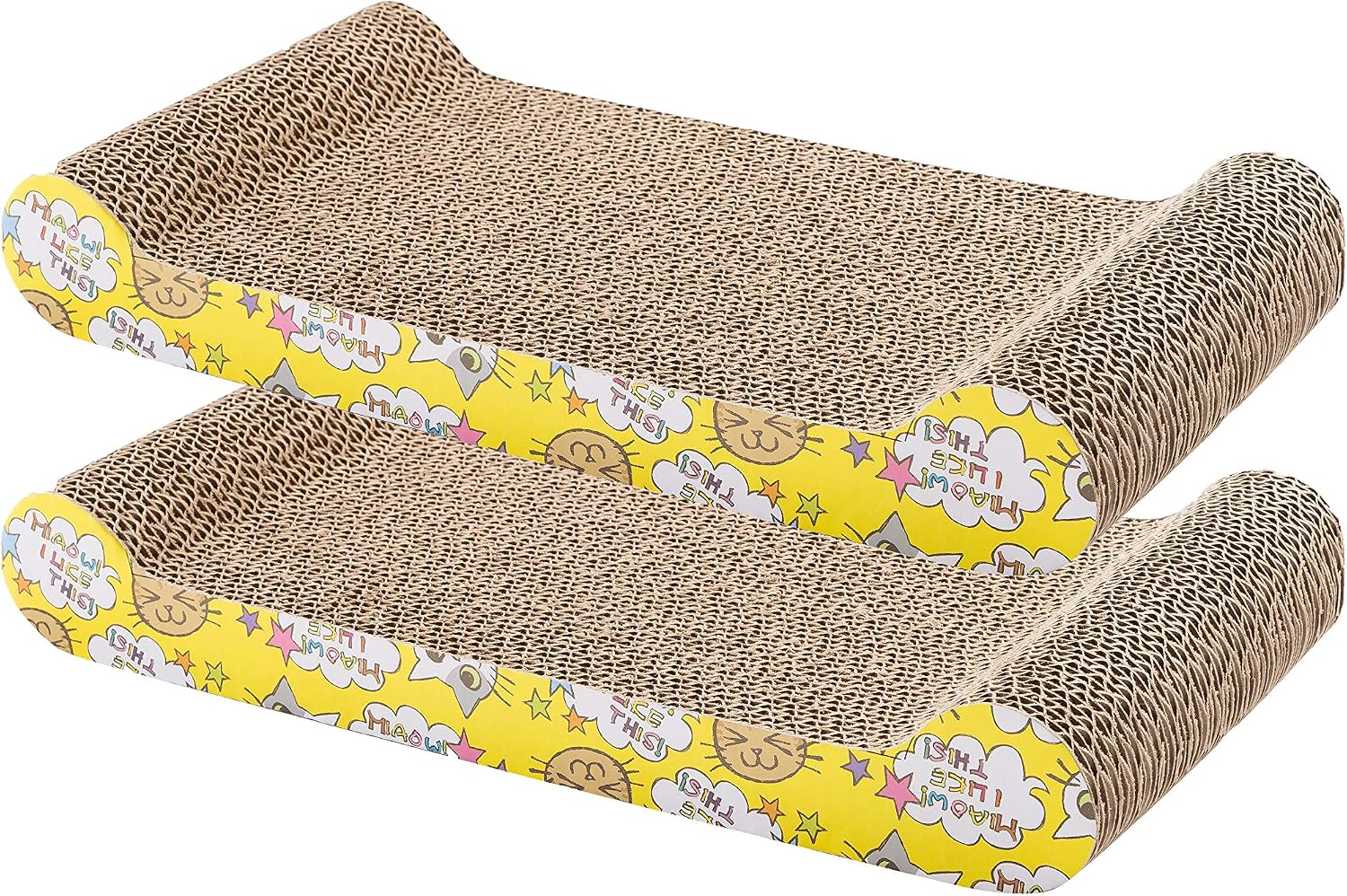 Pawnie Cat Scratcher and Resting Lounge Pad, Made of Eco Friendly Recyclable Cardboard Material (Bone-2PK)