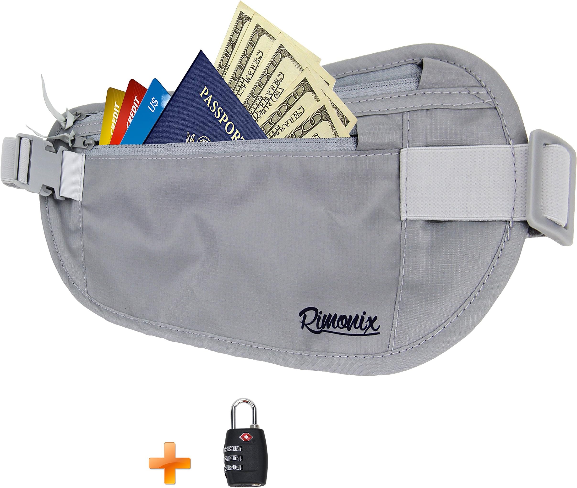 MONEY BELT w/RFID Blocking (Hidden Waist Travel Pouch) - Free TSA Approved Lock