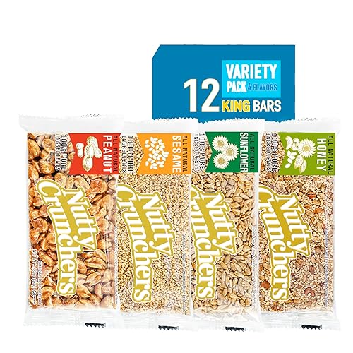 Nutty Crunchers Barras grandes de ingredientes naturales (paquete variado (4 sabores), 12 barras King por caja)