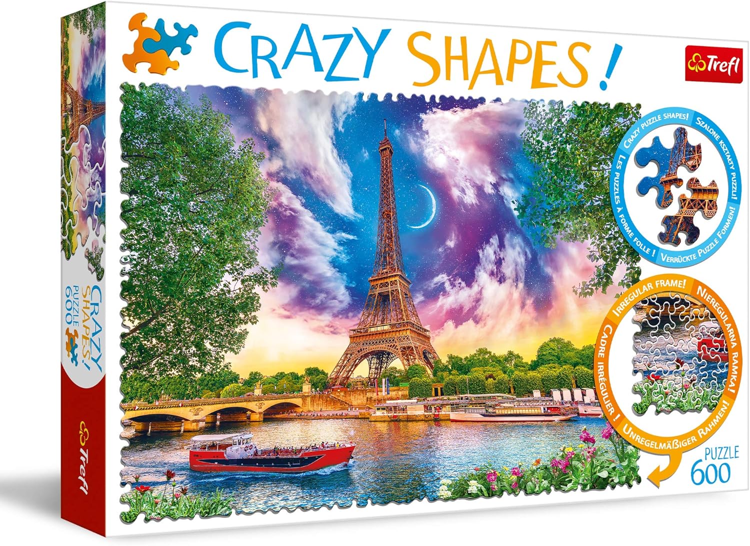 Trefl Sky Over Paris 600 Piece Jigsaw Puzzle Crazy Shapes Print, DIY Puzzle, Creative Fun, Classic Puzzle for Adults and Children from 10 Years Old