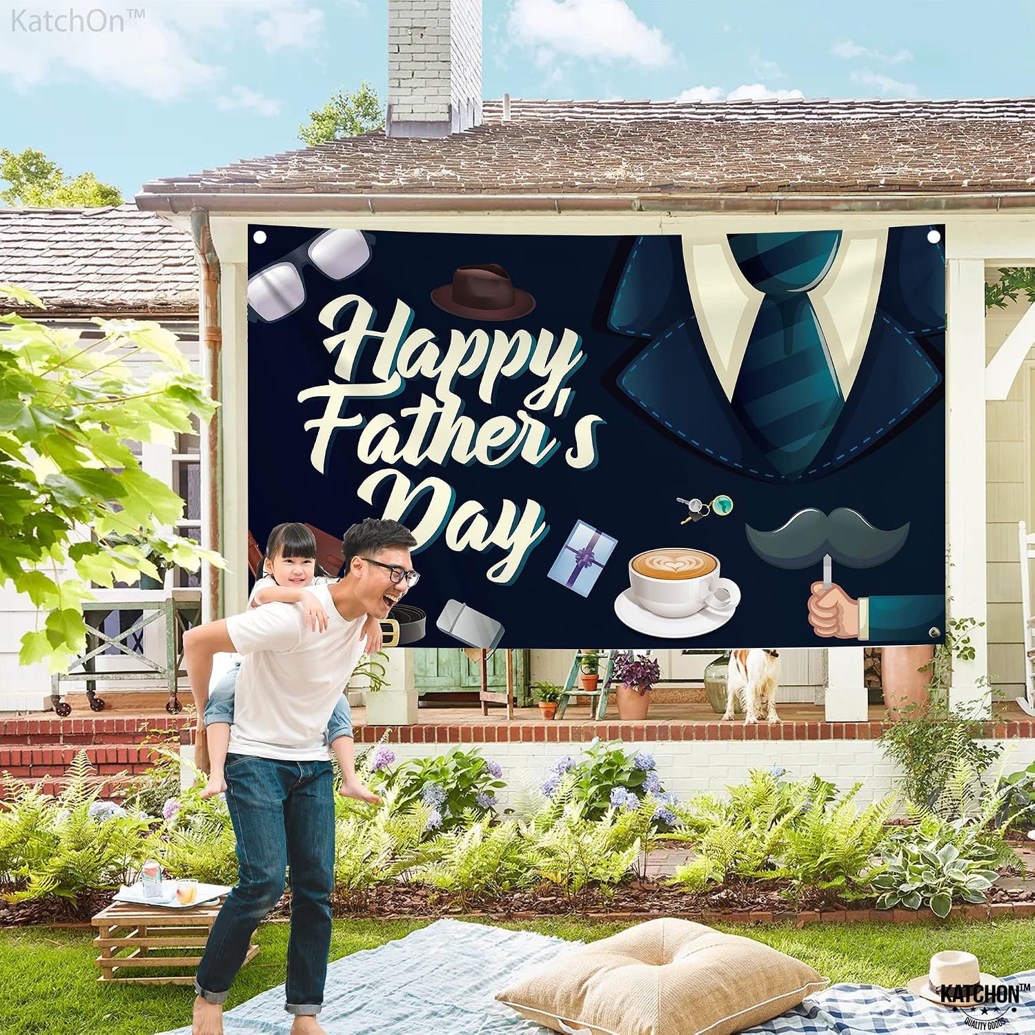 KatchOn, Happy Fathers Day Banner - XtraLarge, 72x44 Inch | Happy Fathers Day Decorations | Fathers Day Backdrop for Photography | Happy Father's Day Banner, Fathers Day Party Decor | Fathers Day Sign