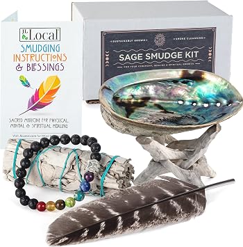 White Sage Smudging Kit Smudge Stick Gift Kit | Instructions & Blessings Included, Beginners Kit