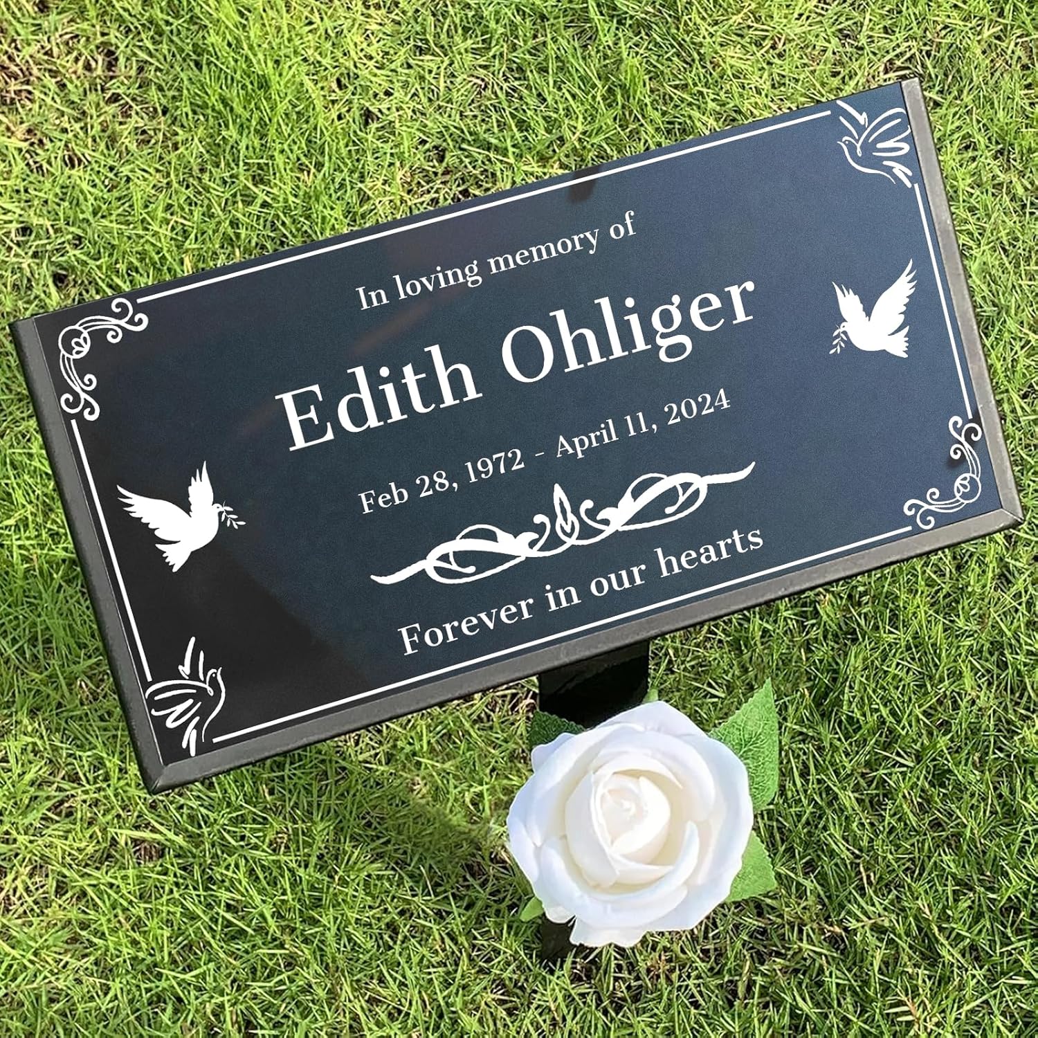 Custom Headstones for Graves Memorial Stone Personalized Temporary Grave Marker for Cemetery for Humans Tombstones for Grave Stones for Outdoors (Style 1)