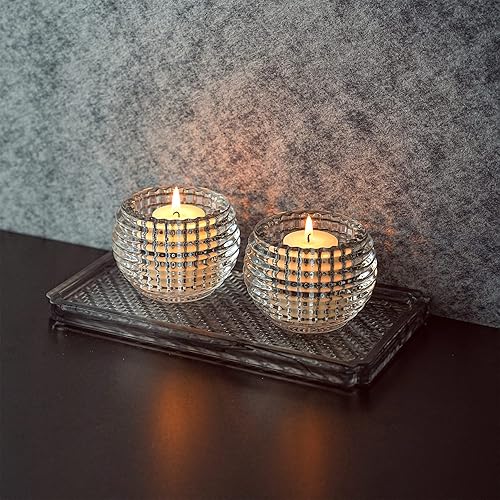 Miniatura 3 de Portavelas votivas redondas de vidrio transparente, portavelas de té de cristal de otoño para centros de mesa, votivo para decoración de fiesta de