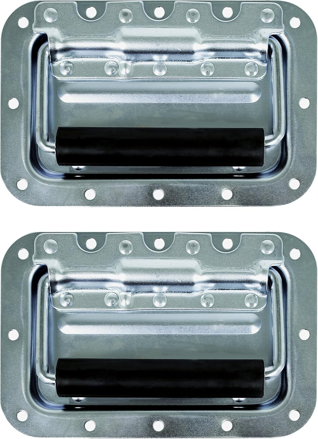 TCH Hardware 2 Pack Medium Spring Loaded Steel Recessed Handle Black with Padded Grip Case Chest Box