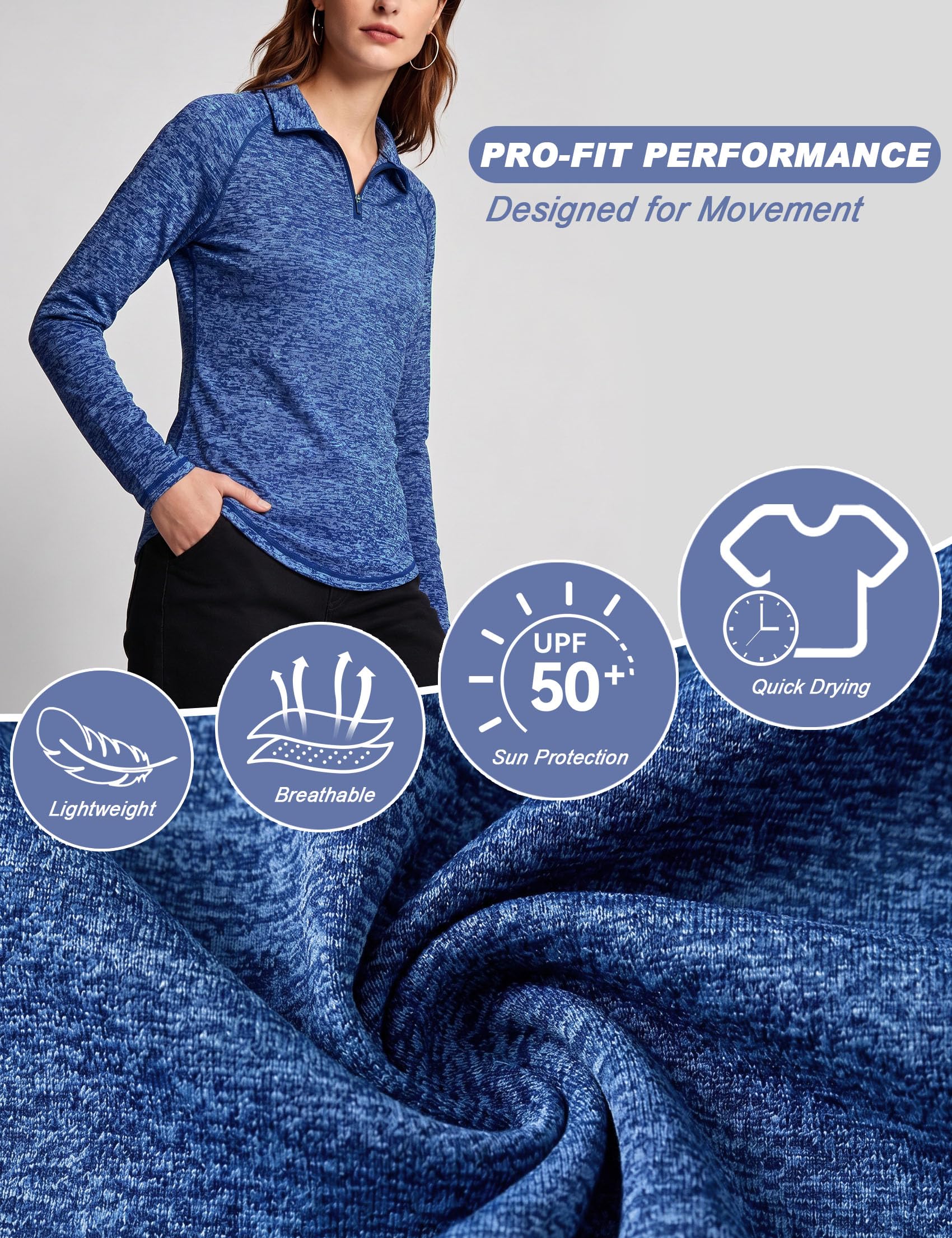 iClosam Camiseta Deporte Mujer de Manga Larga 1/4 Zip Camisetas Deportiva Mujer Ropa Fitness Corriendo Tops