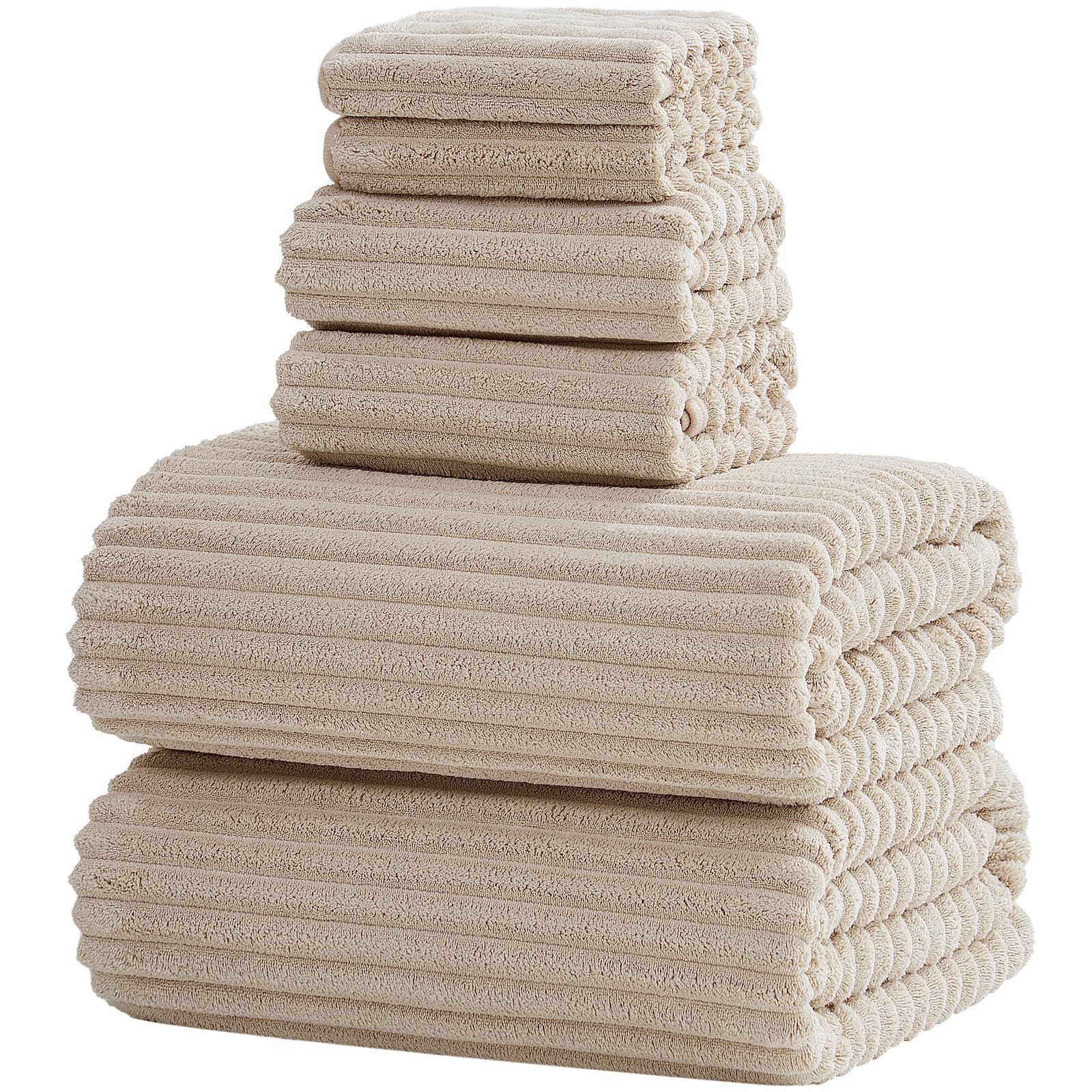 NALIVO 6-Piece Bath Towel Set(30"x60"), 2 Large Bath Towel Sheets, 2 Hand Towels and 2 Washcloths - Highly Absorbent Quick Dry Microfiber,Ultra Soft