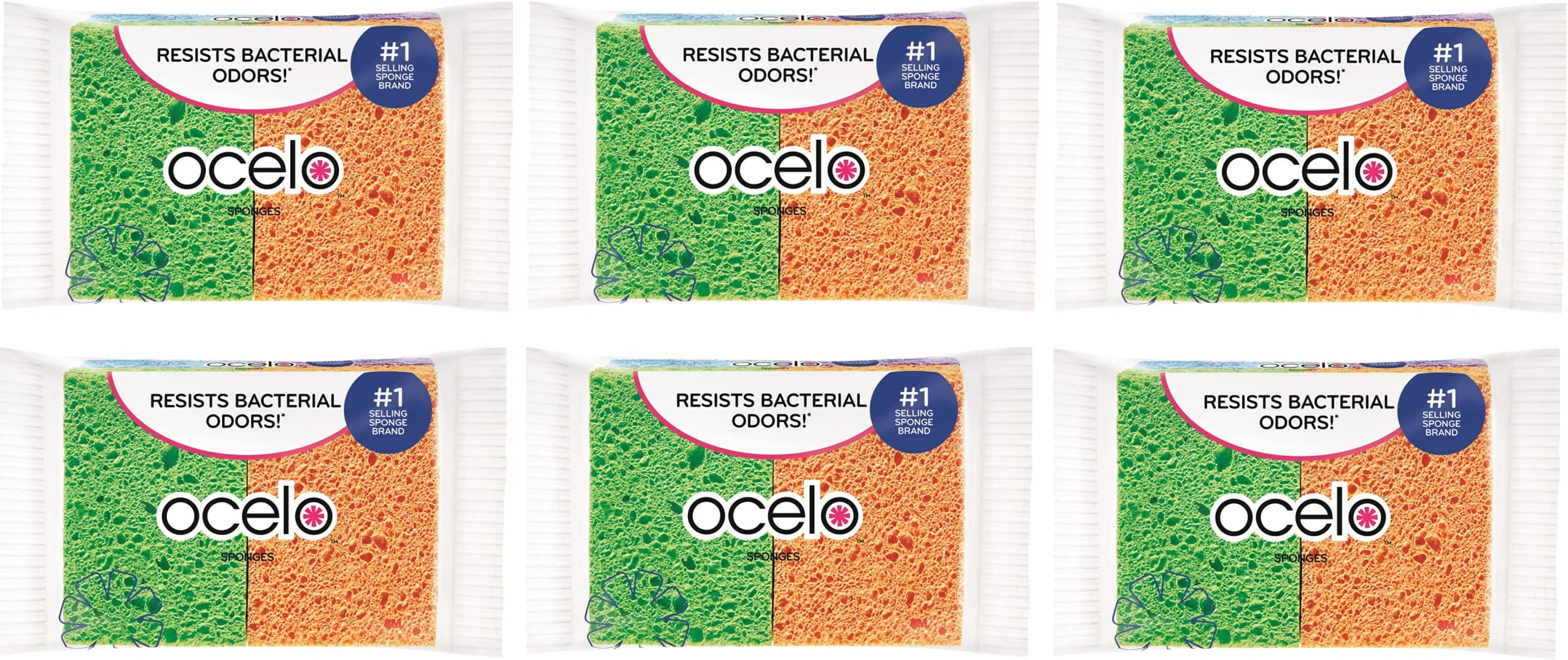 O-cel-O Handy Sponge 7274-t, 4-Count (Pack of 6) Colors May Vary