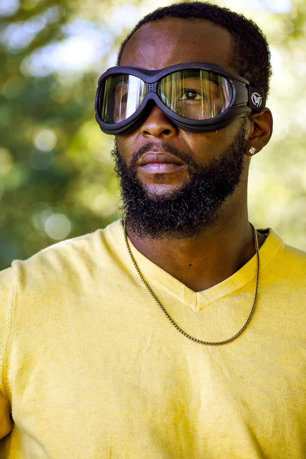 Global Vision Big Ben Padded Motorcycle Safety Goggles Fitover Black Frame w/Clear Smoke Yellow & Blue Mirror Lenses