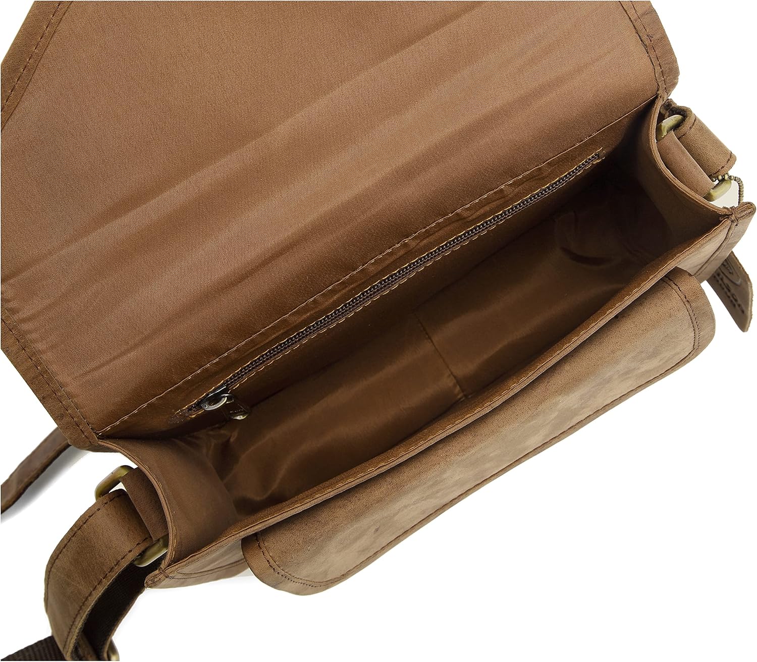 J. Wilson London Messenger Bag Women Leather Flapover 5 Litres (Rustic Tan) - Image 5