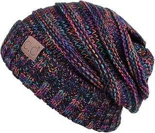 Hat-100 Oversized Baggy Slouch Thick Warm Cap Hat Skully Cable Knit Beanie