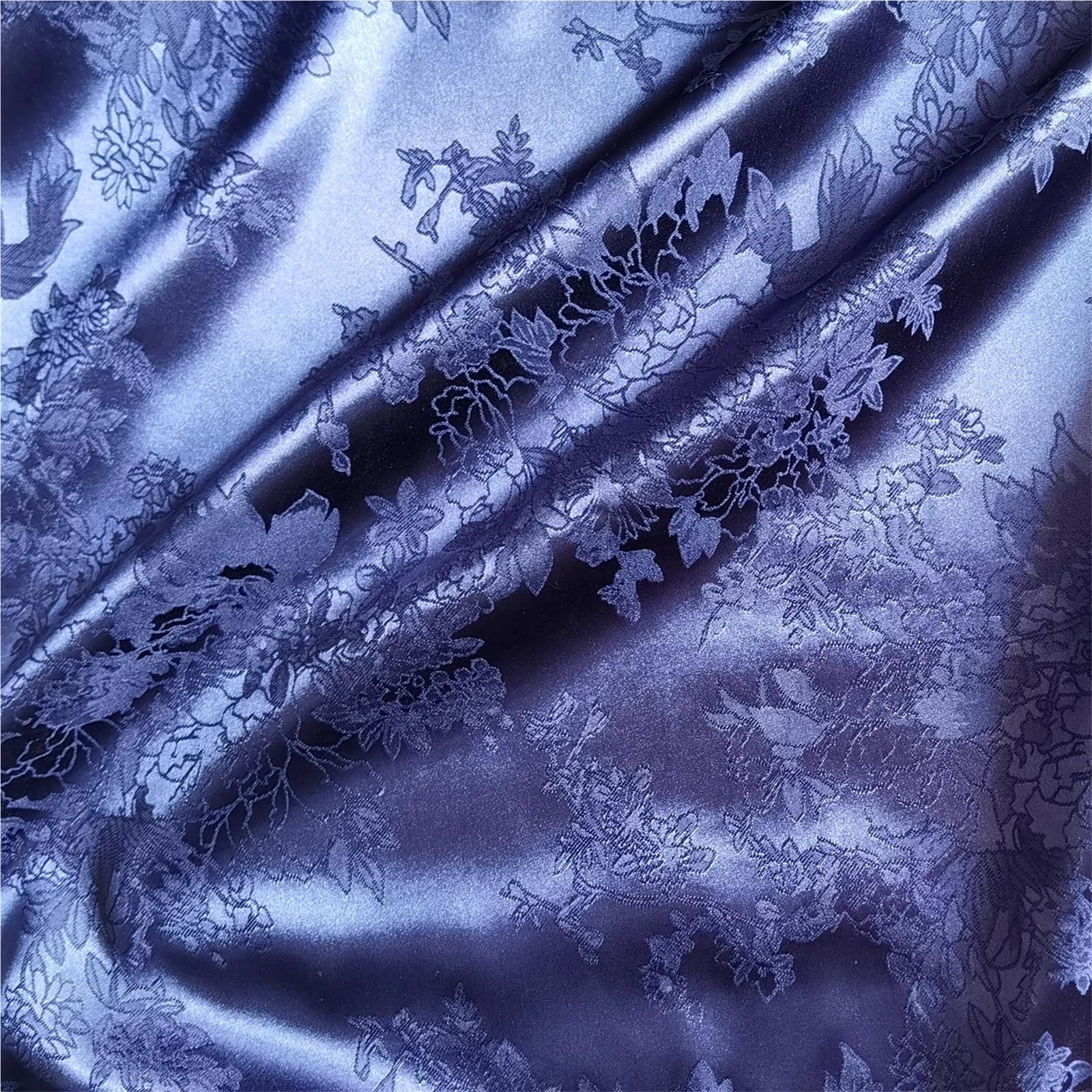 Żakardowa satynowa tkanina 142 cm szerokości, kwiatowy, brokat, jedwabista charmeuse, adamaszkowa, sukienka kimono, materiał podszewki, materiał do szycia (nr 7, złoto-brązowy, 2 x 1,48 m)