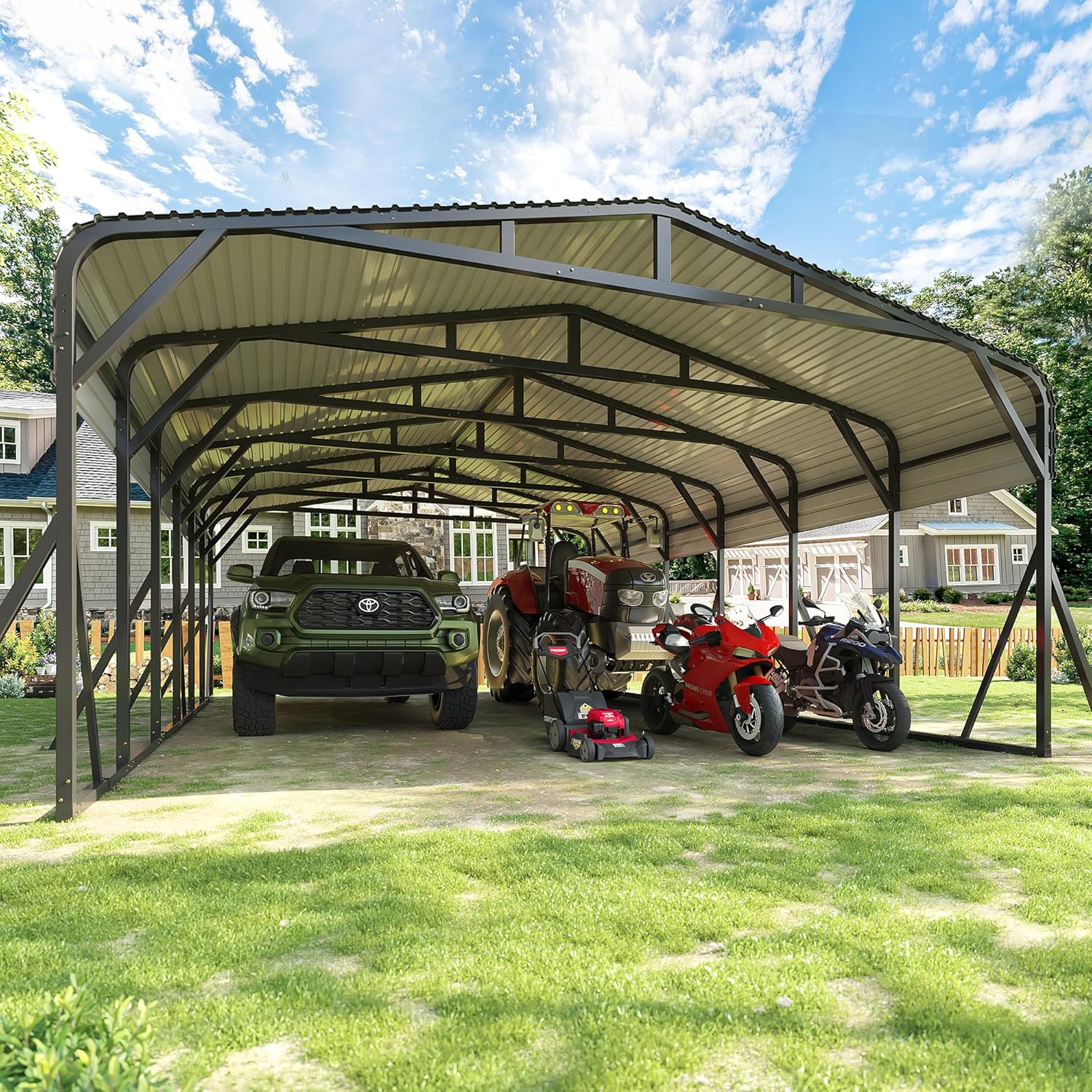 AirWire 20x30 Heavy Duty Carport Canopy - Galvanized Steel Roof, Wind Snow Resistant Frame for Cars RVs Trucks Boats