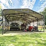 Carport Canopy 20’X30’ Heavy Duty Car Port Galvanized Steel Roof, Reinforced Stable Triangle Frame for Snowy Windy Metal Carports Enhanced Base Car Tent for Car,RV,Pickup,Boat,Truck,Tractor