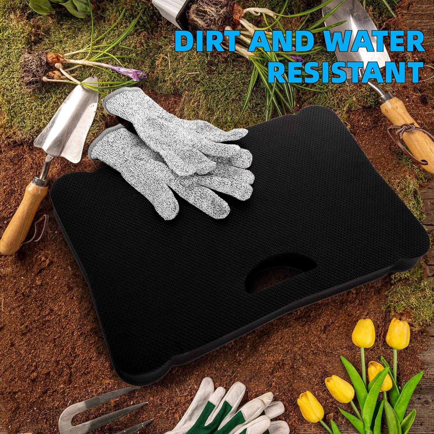 ZENFUN 3 Pack Kneeling Mats, Waterproof Kneeling Pad, Black Heavy Duty Thick Foam Knee Cushion, High Density Premium Kneeling Pads for Yoga Exercise, Foam Kneeler Mat Garden Cushions, Water Proof