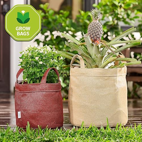 Miniatura 2 de Coolaroo Paquete de 2 macetas resistentes de 10 galones, tomate y otras verduras y frutas, tela transpirable, con asas, ladrillo