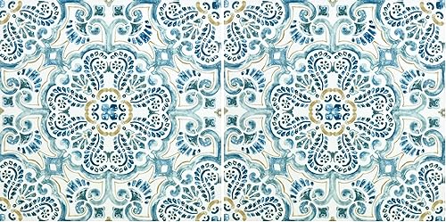 FloorPops FP2477 Fontaine - Azulejos de suelo para despegar y pegar, color azul (paquete de 2)