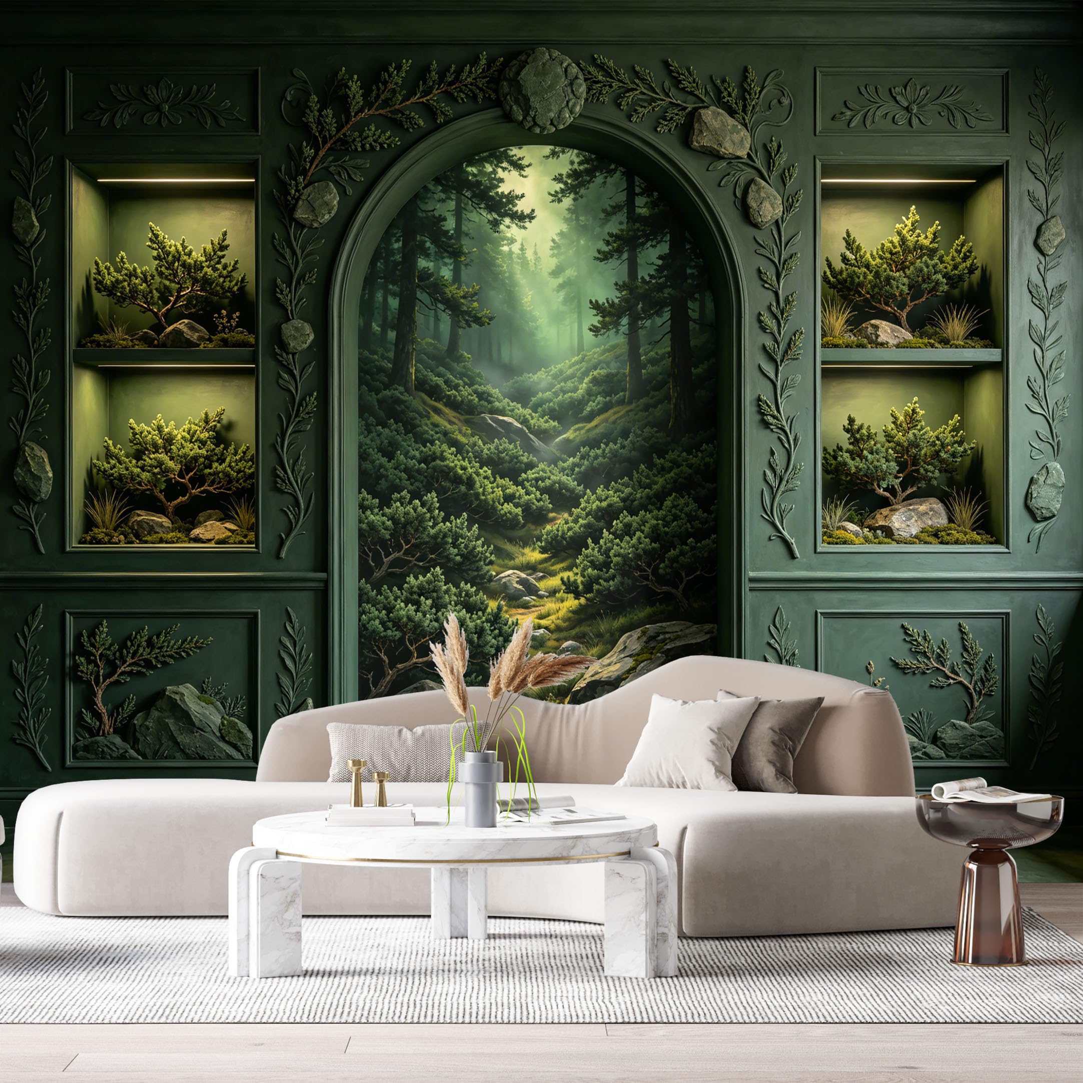 Custom Size Wall Murals Forest Misty Mountain Path 3D Trompe L'Oeil SelfAdhesiveWall Fabric Removable Wallpaper Wall Decor for Living Room Bedroom Bathroom