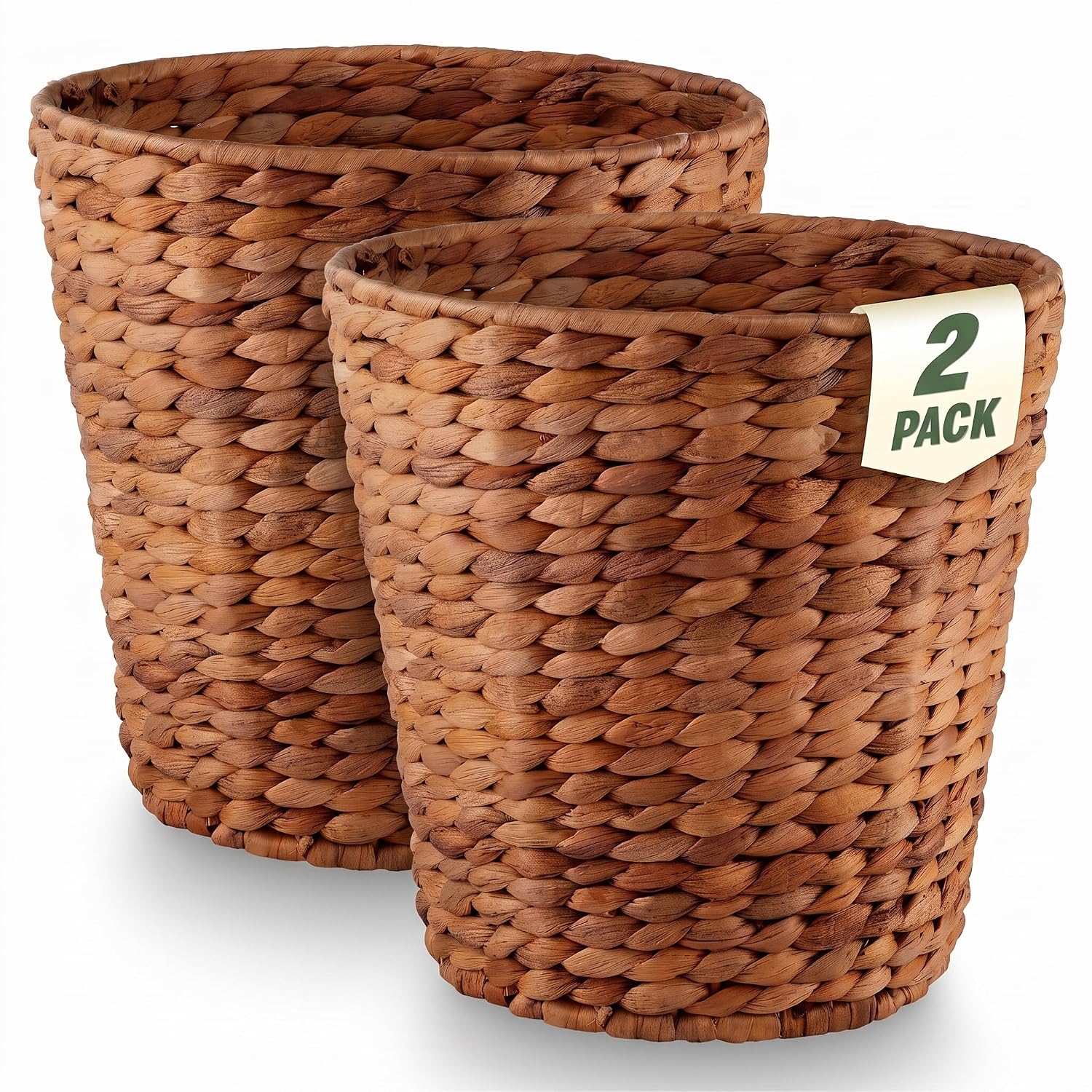84ECO 2-Pack 3 Gallon Wicker Trash Can for Bathroom - Decorative Trash Can