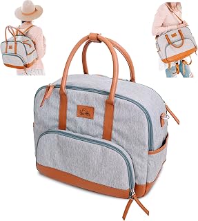 K2C3 Wearable Breast Pump Bag | Backpack with Laptop Compartment | Breast Pump Storage Bags | 16.9" x 13.77" x 5.11" Breast Pump Parts Bag | Leather & Polyester Baby Backpack Diaper Bag Tote