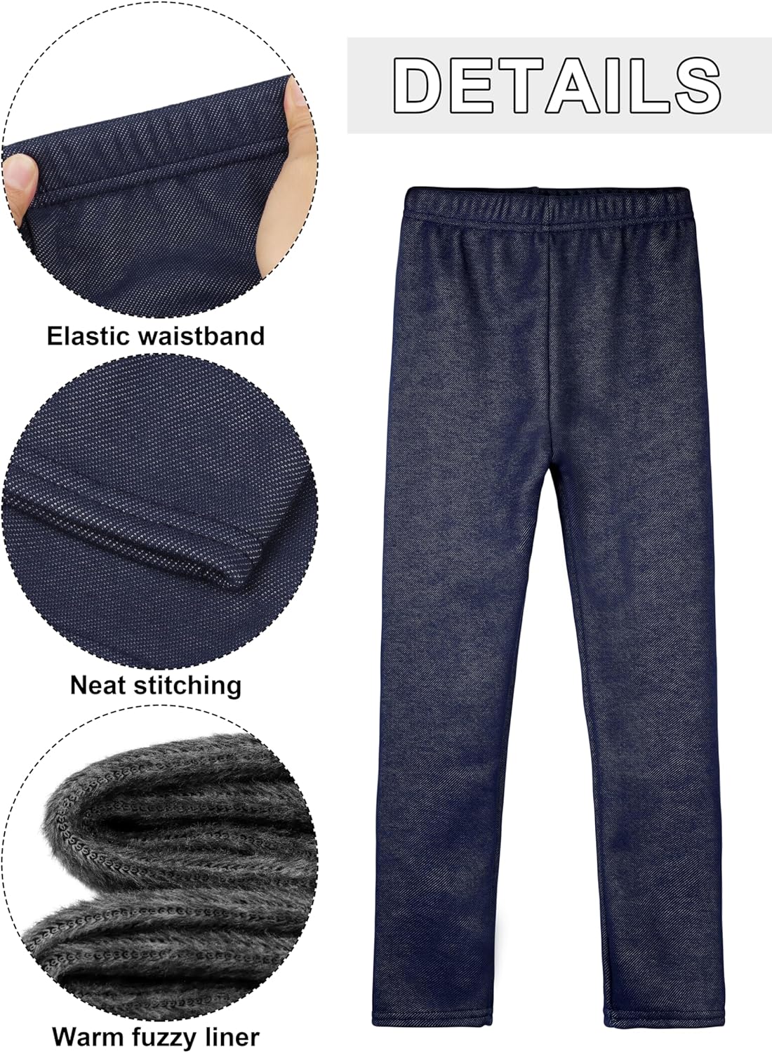 Cooraby 2 Pack Girls Cotton Fleece Lined Leggings Kids Thick Thermal Tights Winter Full Length Pants Warm Clothes - Image 6