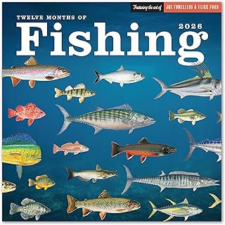 Twelve Months of Fishing Wall Calendar 2026, Monthly January–December 12" x 12"