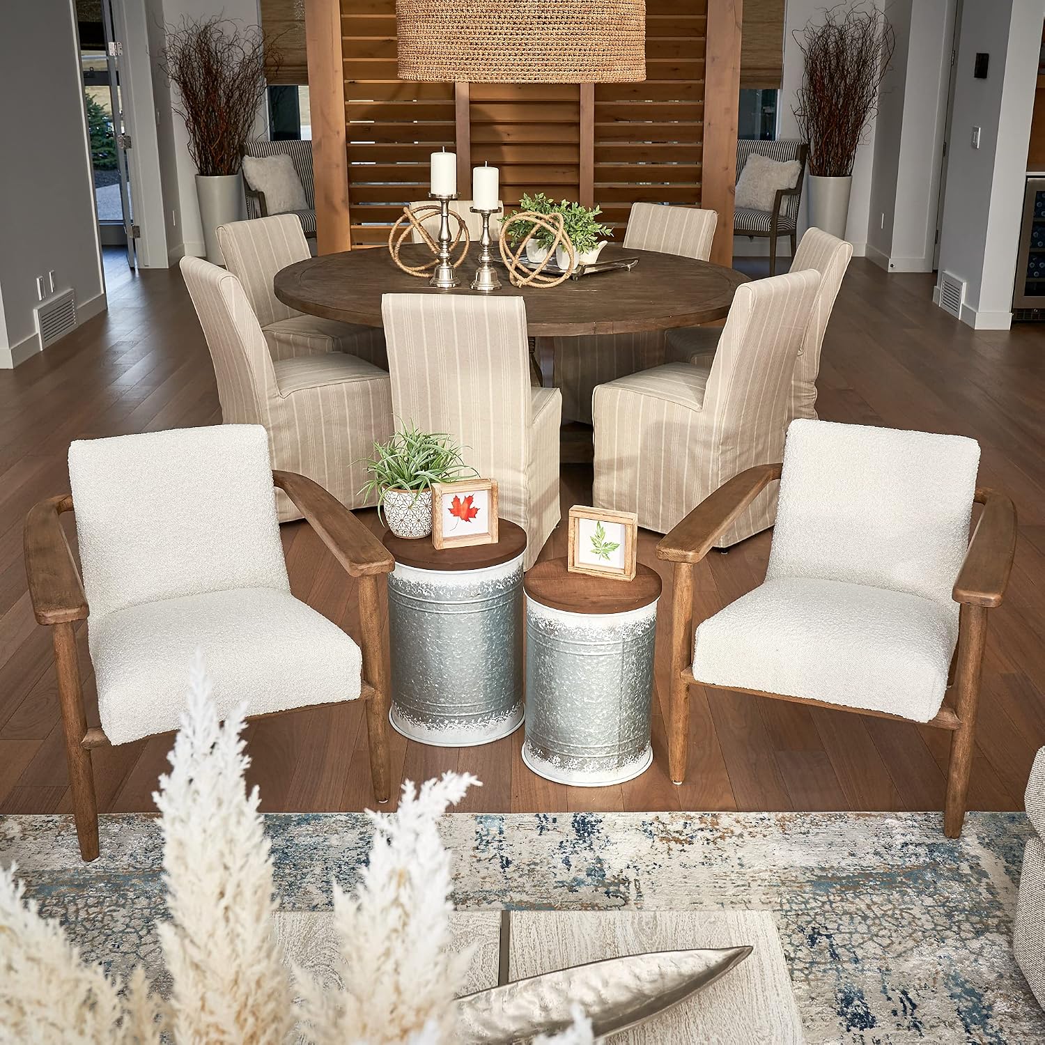 Decorative End Table Set of 2 - Galvanized Metal Side Tables with Wooden Lid - Rustic Farmhouse Style Blanket Storage to Enhance Your Home Decor and Outdoor Porch Furniture