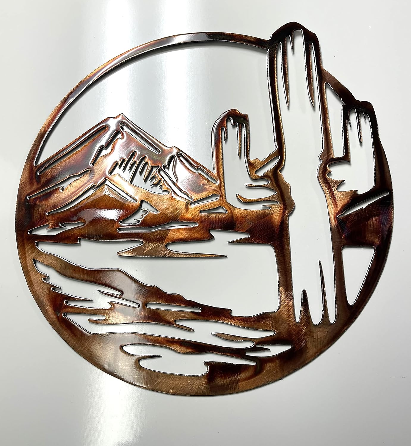 Arizona Cactus Circle Metal Wall Art - Copper - 14" x 13 3/4"