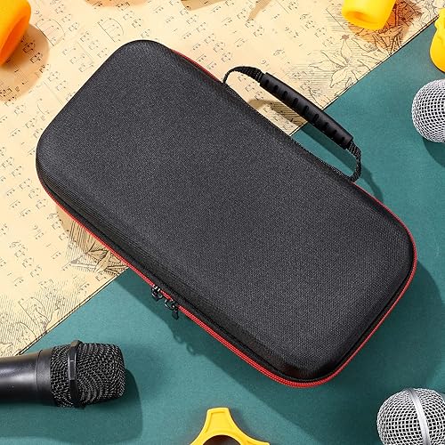 Miniatura 8 de Bolsa de micrófono dual funda de micrófono de mano inalámbrica, bolsa de almacenamiento de micrófono portátil, con carcasa rígida de EVA exterior y