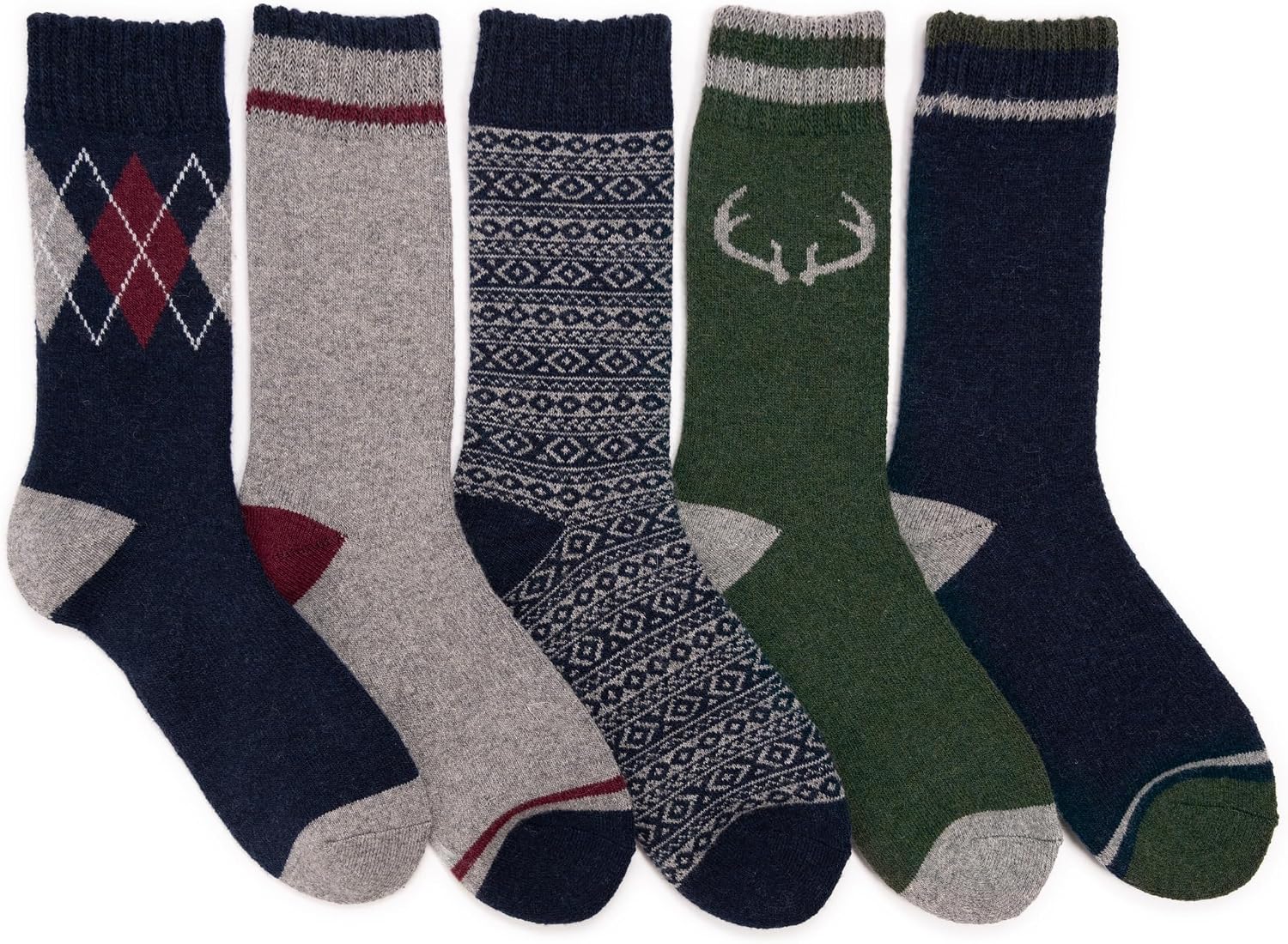 MUK LUKS Men's 5 Pack Wool Socks