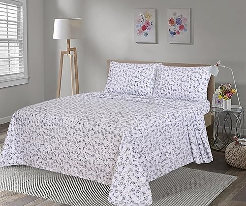 Vista 73 de RUVANTI Juego de sábanas de franela 100% algodón, tamaño matrimonial, 4 piezas, Alpine Serenity Serenidad alpina