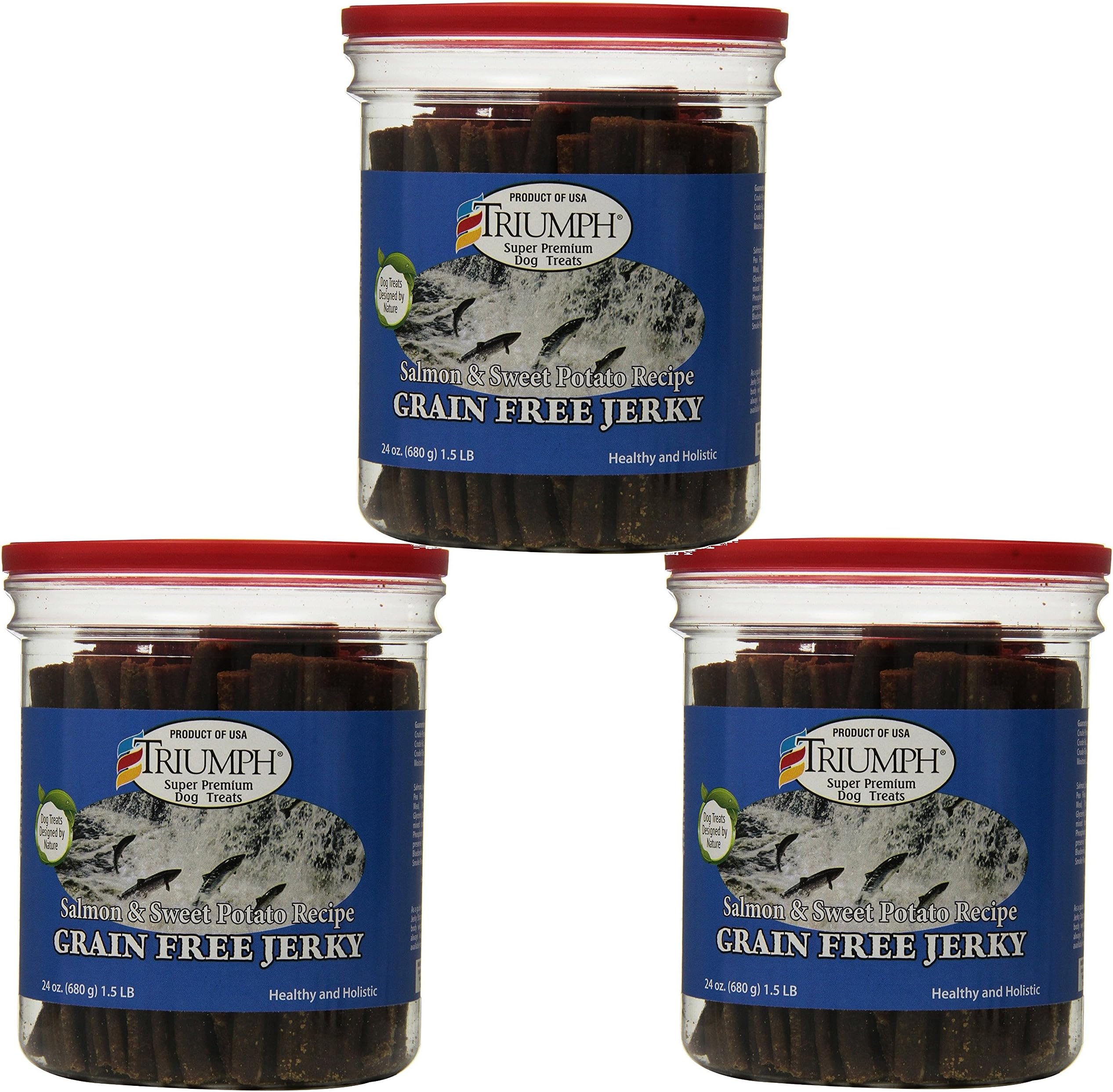 Triumph3 Pack Of Salmon and Sweet Potato Jerky, 24 Ounces Per Pack