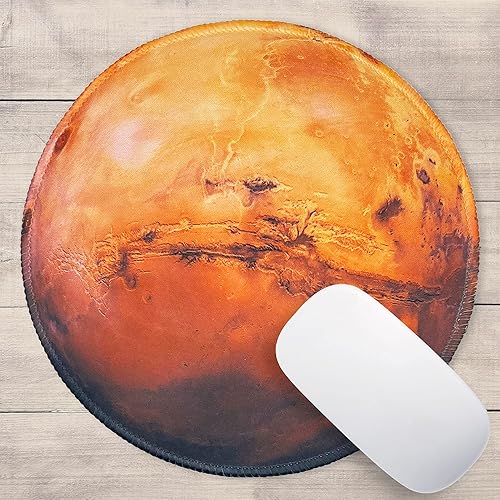 Miniatura 2 de Eleville Alfombrilla de ratón Marte Planeta Esfera Textura Topografía Superficie Sistema Solar Rojo Lycra Tela Superior y Base Antideslizante para