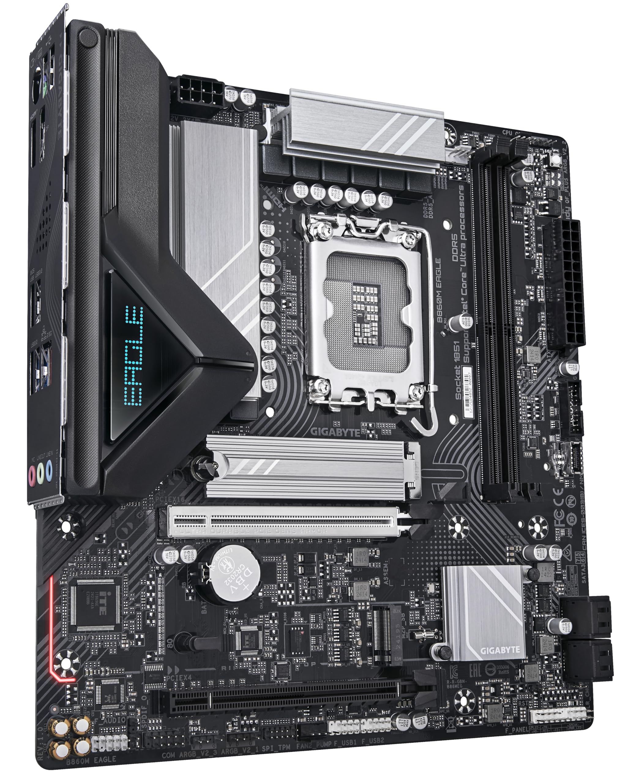 GIGABYTE B860M EAGLE Scheda madre - CPU Intel Core Ultra, VRM a 6+1+2+1 fasi, fino a 9066MHz DDR5, 1xPCIe 5.0 + 1xPCIe 4.0 M.2, LAN 2,5 GbE, USB 3.2 Gen 1
