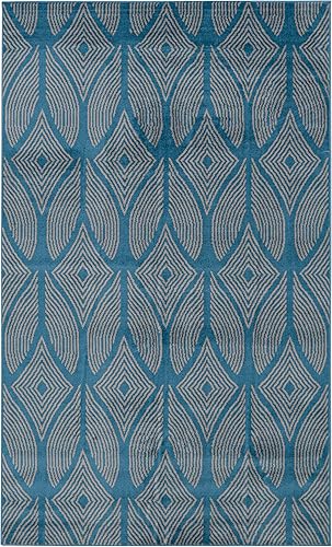 Linon Home Decor Products Leona Barker - Alfombra de área azul y gris claro de 6 pies 5 pulgadas x 9 pies 3 pulgadas
