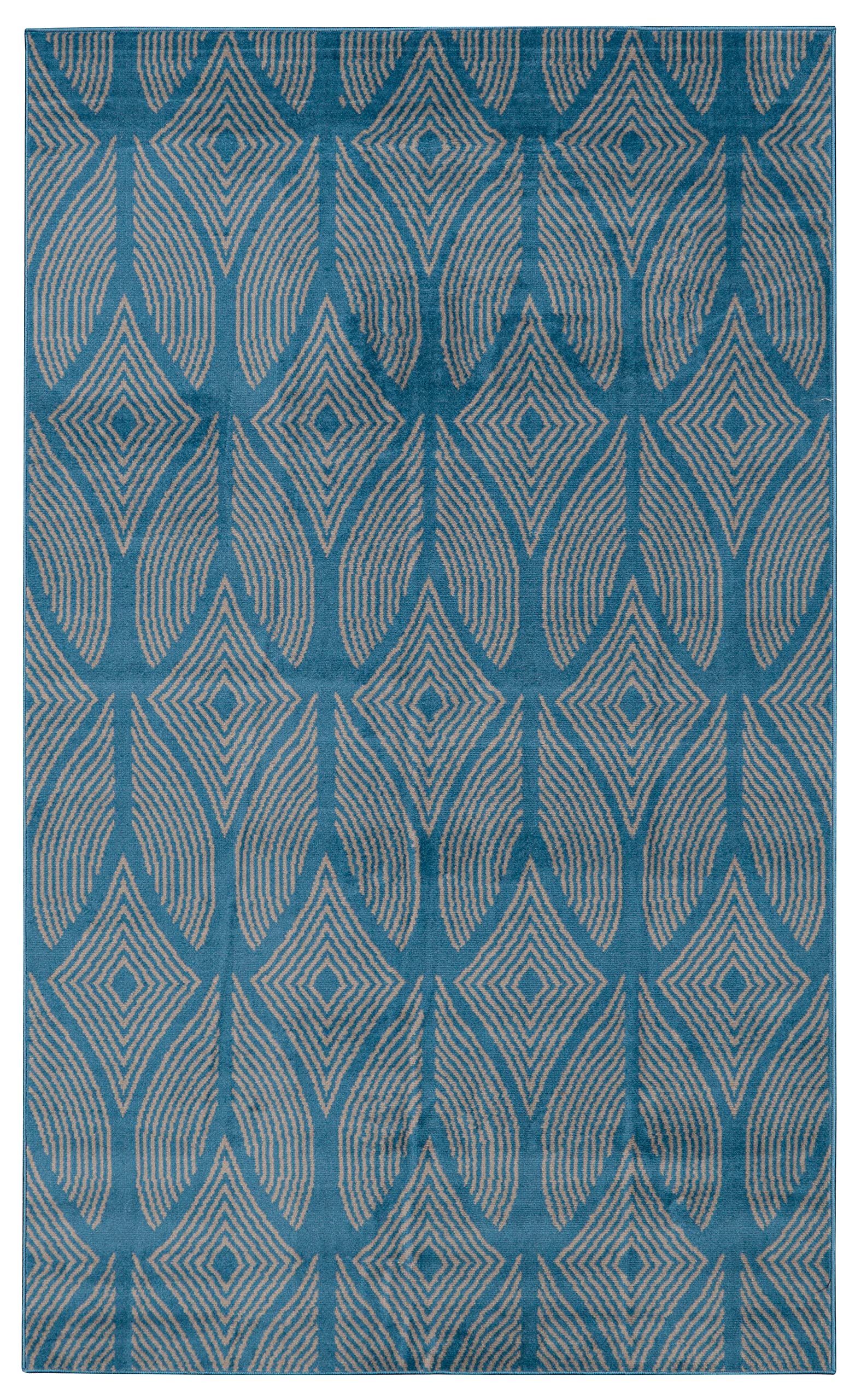 Linon Home Decor Products Leona Barker Blue and Light Grey 65 X 93 Area Rug