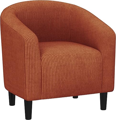 Miniatura 19 de Yaheetech Silla Accent Barrel, silla de club de tela Boucle, sillón elegante de sherpa peludo con acolchado suave y acogedor, adecuado para sala de
